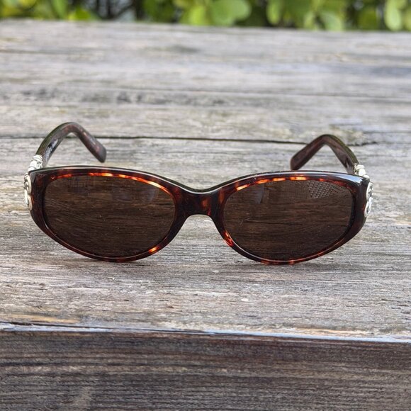 Brighton Sabrina Tortoise Shell Sunglasses Silver Heart Case 52-17 Vintage Brown - Picture 4 of 16